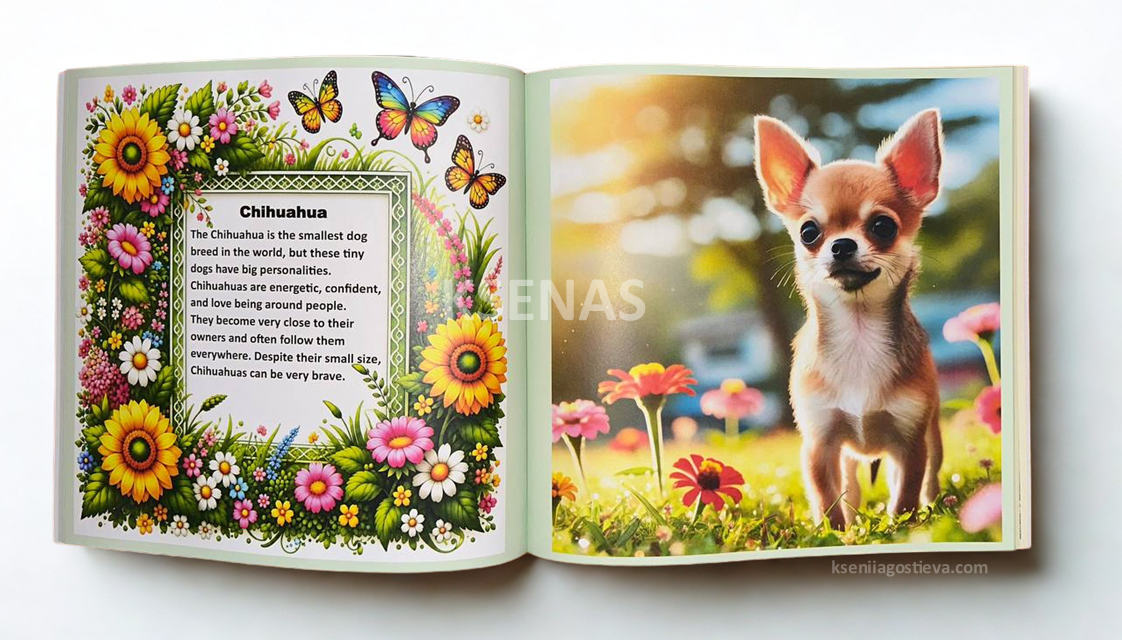 Preview page from 20 Dogs for Kids book featuring a Chihuahua dog breed